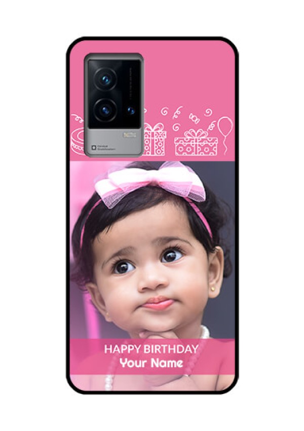 iQOO 9 5G Photo Printing on Glass Case - with Birthday Line Art Design