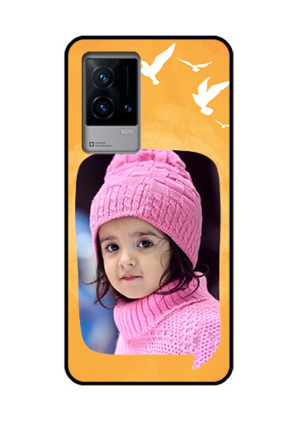 iQOO 9 5G Personalized Glass Phone Case - Water Color Design with Bird Icons