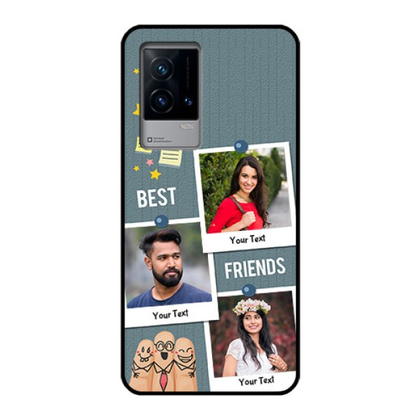 iQOO 9 5G Personalized Glass Phone Case - Sticky Frames and Friendship Design