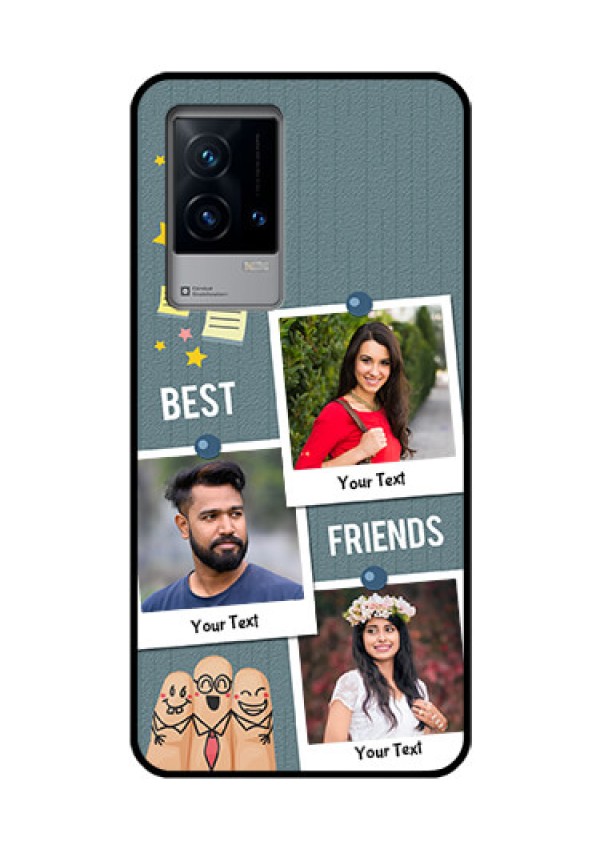 iQOO 9 5G Personalized Glass Phone Case - Sticky Frames and Friendship Design