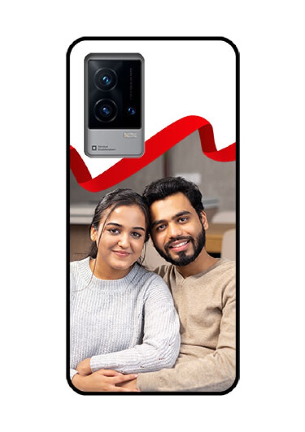 iQOO 9 5G Photo Printing on Glass Case - Red Ribbon Frame Design