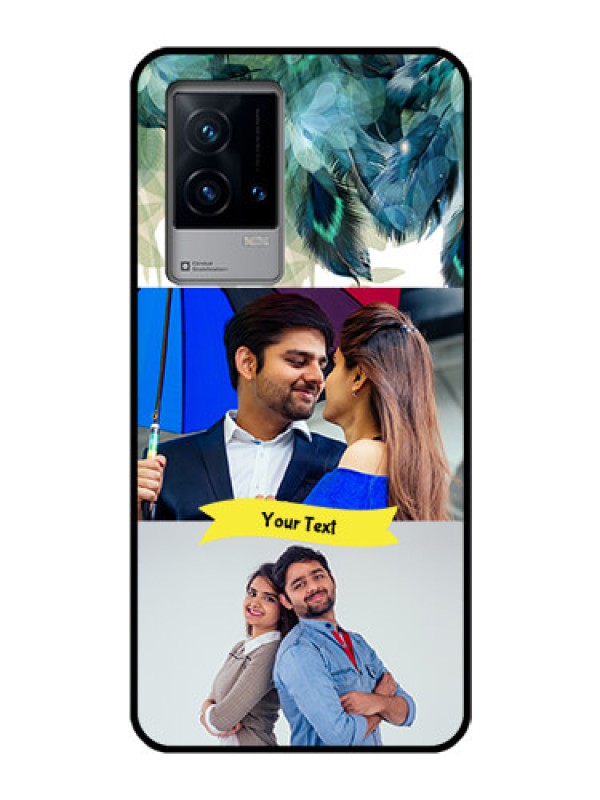 Custom iQOO 9 5G Personalized Glass Phone Case - Image with Boho Peacock Feather Design