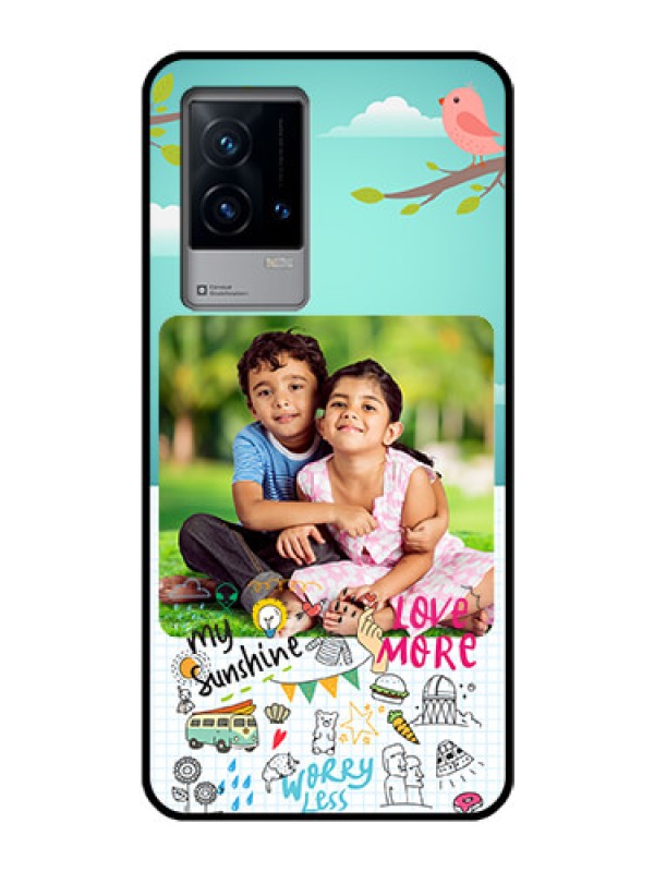 Custom iQOO 9 5G Photo Printing on Glass Case - Doodle love Design