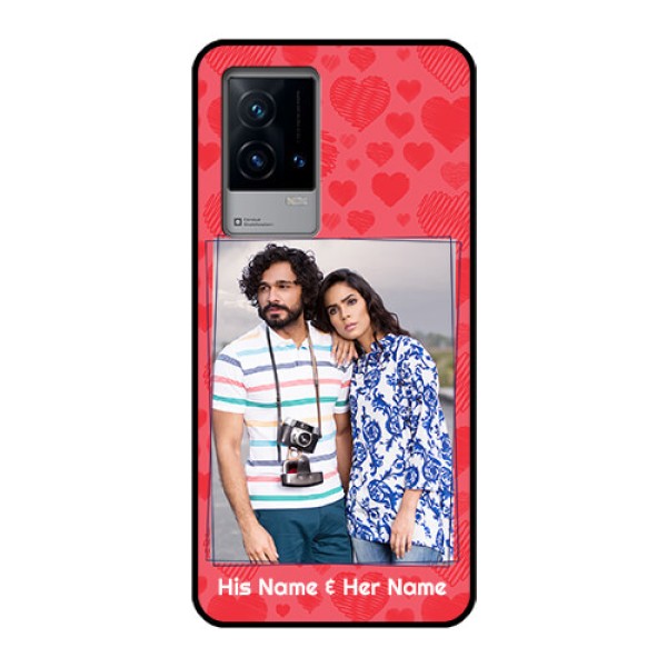 iQOO 9 5G Photo Printing on Glass Case - with Red Heart Symbols Design iQOO 9 5G Photo Printing on Glass Case - with Red Heart Symbols Design