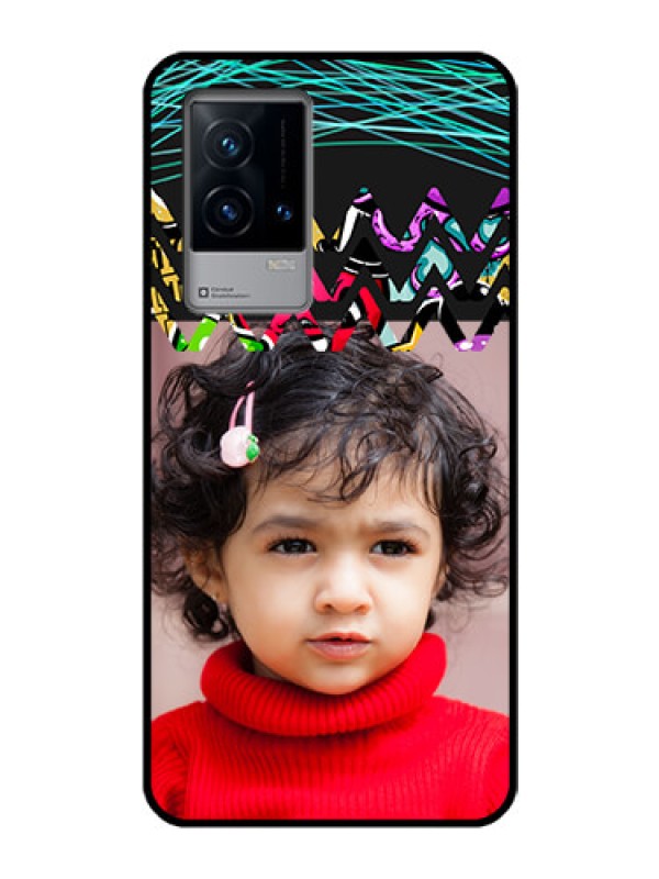 Custom iQOO 9 5G Personalized Glass Phone Case - Neon Abstract Design