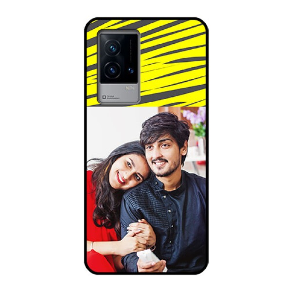 iQOO 9 5G Photo Printing on Glass Case - Yellow Abstract Design