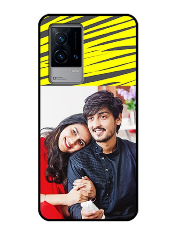 Custom iQOO 9 5G Photo Printing on Glass Case - Yellow Abstract Design