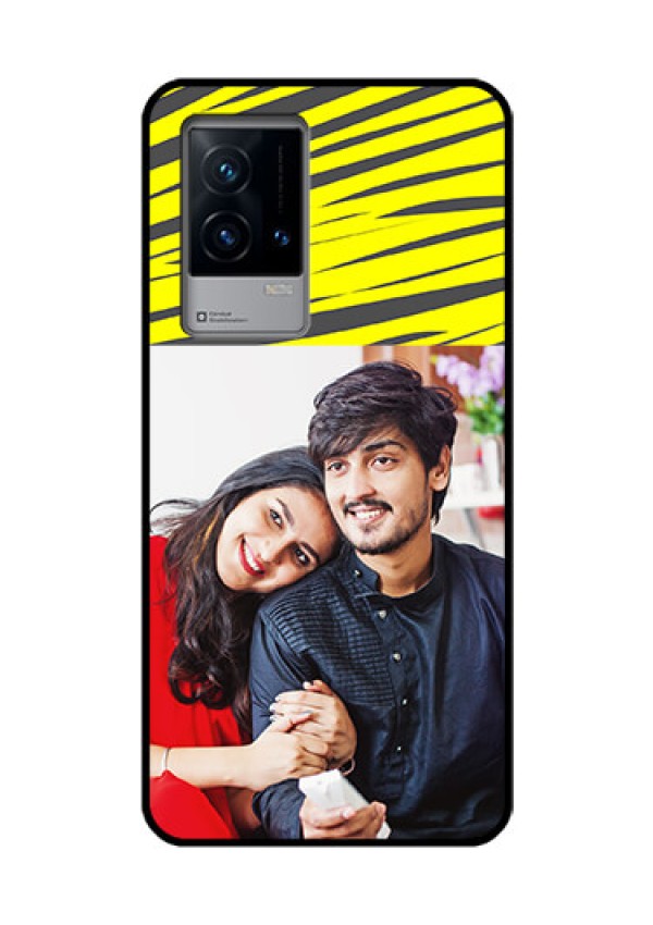 iQOO 9 5G Photo Printing on Glass Case - Yellow Abstract Design