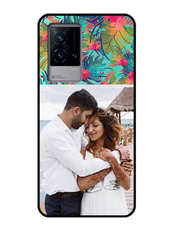 Custom iQOO 9 5G Photo Printing on Glass Case - Watercolor Floral Design