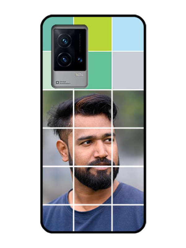 Custom iQOO 9 5G Photo Printing on Glass Case - with white box pattern