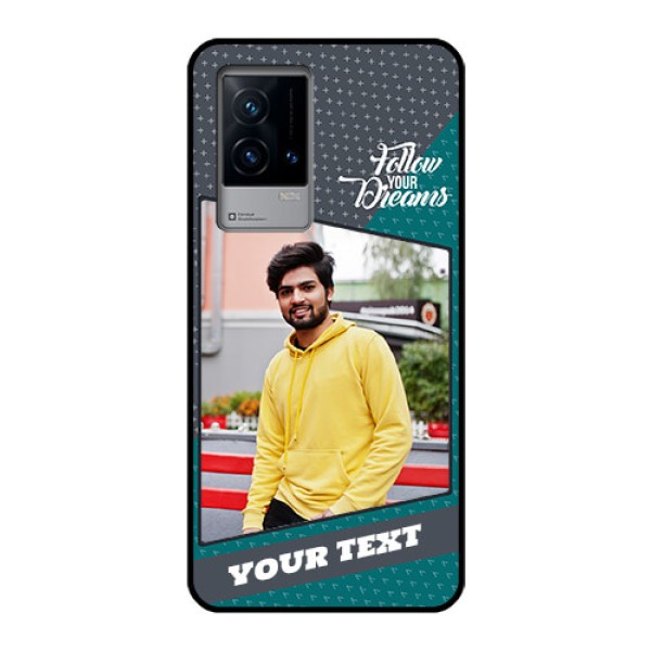 iQOO 9 5G Personalized Glass Phone Case - Background Pattern Design with Quote