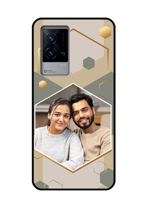 iQOO 9 5G Photo Printing on Glass Case - Stylish Hexagon Pattern Design