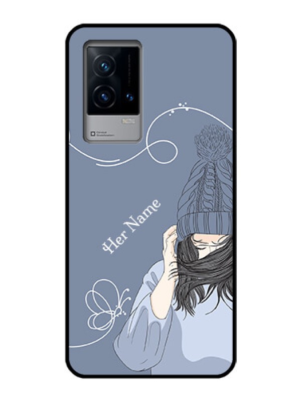 Custom iQOO 9 5G Custom Glass Mobile Case - Girl in winter outfit Design