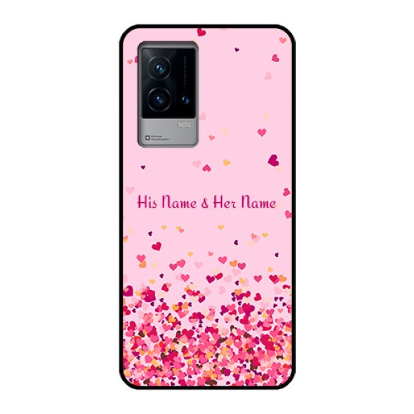 iQOO 9 5G Photo Printing on Glass Case - Floating Hearts Design