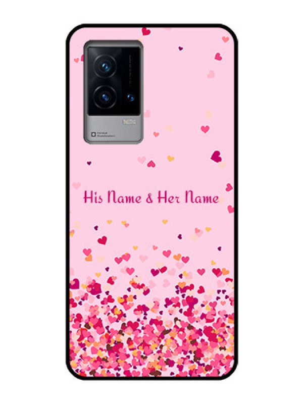 Custom iQOO 9 5G Photo Printing on Glass Case - Floating Hearts Design