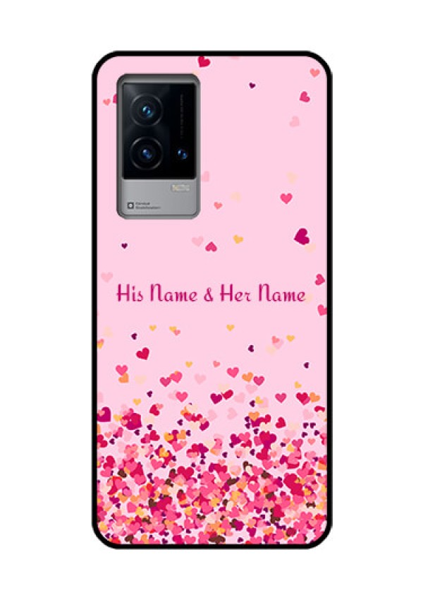 iQOO 9 5G Photo Printing on Glass Case - Floating Hearts Design
