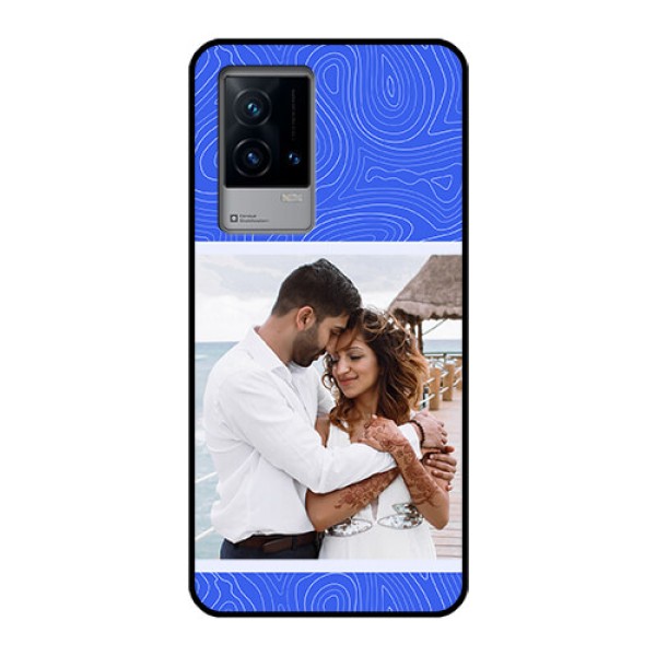 iQOO 9 5G Custom Glass Mobile Case - Curved line art with blue and white Design iQOO 9 5G Custom Glass Mobile Case - Curved line art with blue and white Design