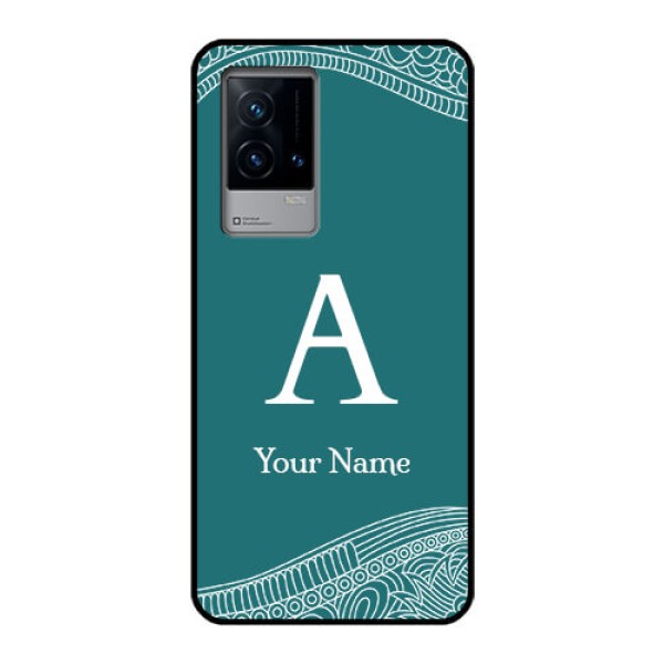 iQOO 9 5G Personalized Glass Phone Case - line art pattern with custom name Design iQOO 9 5G Personalized Glass Phone Case - line art pattern with custom name Design