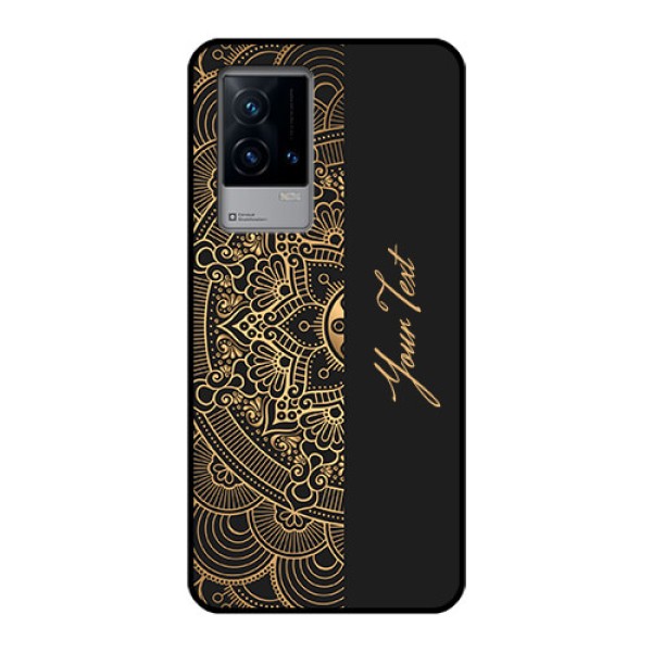 iQOO 9 5G Photo Printing on Glass Case - Mandala art with custom text Design