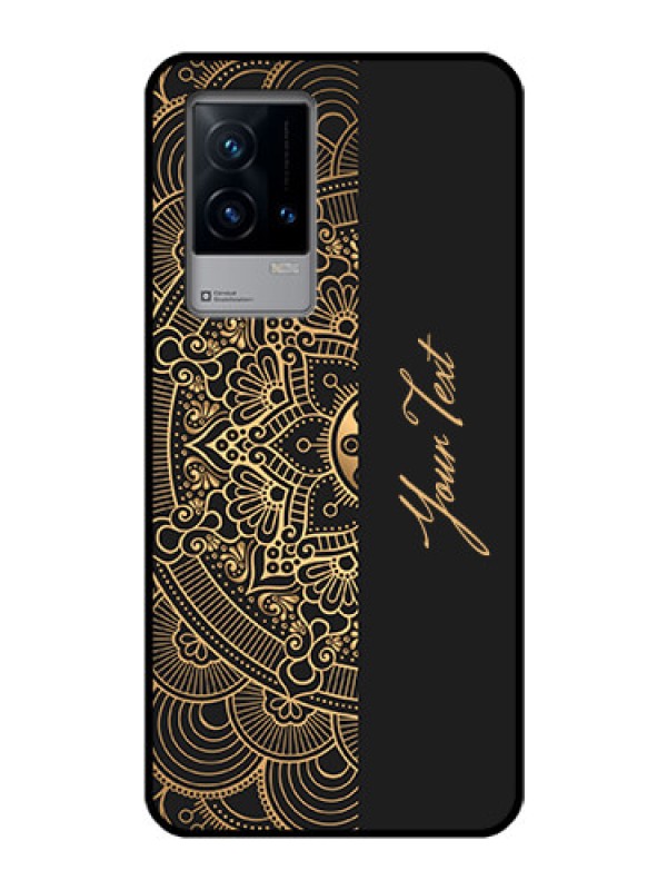 Custom iQOO 9 5G Photo Printing on Glass Case - Mandala art with custom text Design