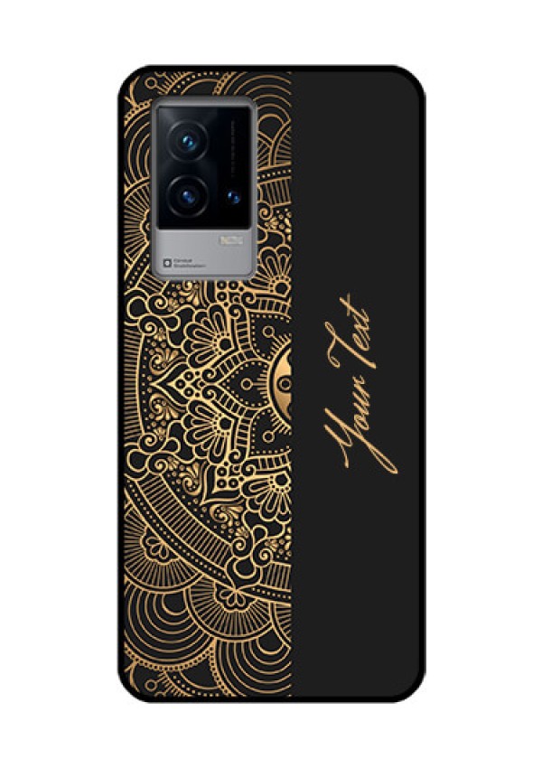 iQOO 9 5G Photo Printing on Glass Case - Mandala art with custom text Design