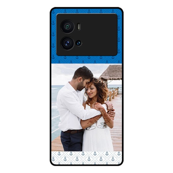 iQOO 9 Pro 5G Photo Printing on Glass Case - Blue Anchors Design