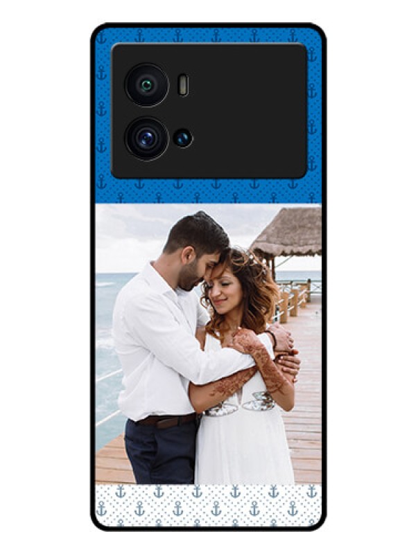 Custom iQOO 9 Pro 5G Photo Printing on Glass Case - Blue Anchors Design