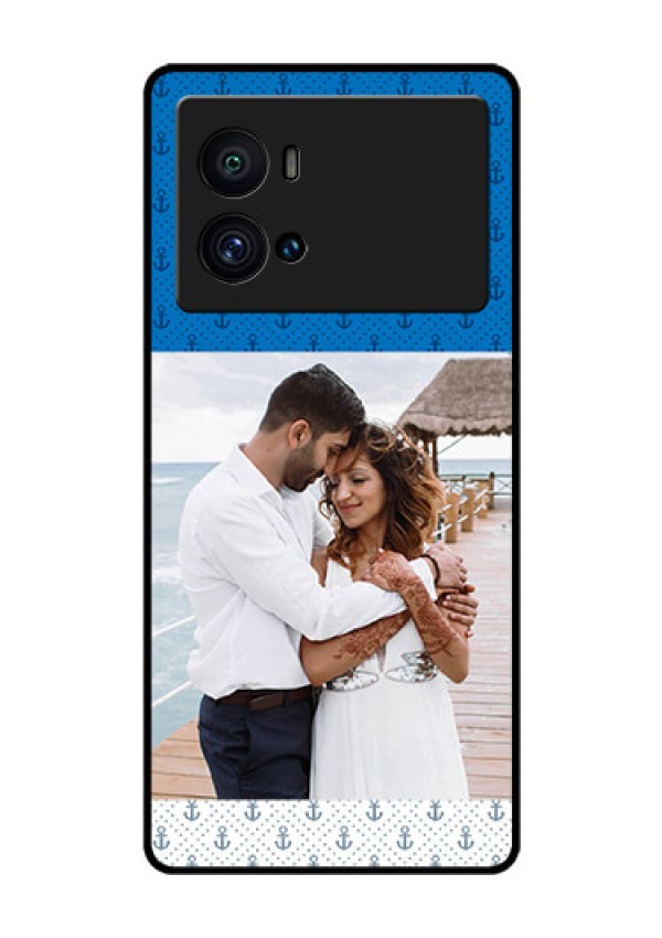 iQOO 9 Pro 5G Photo Printing on Glass Case - Blue Anchors Design