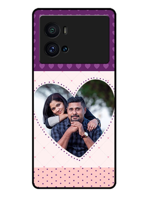 Custom iQOO 9 Pro 5G Custom Glass Phone Case - Violet Love Dots Design