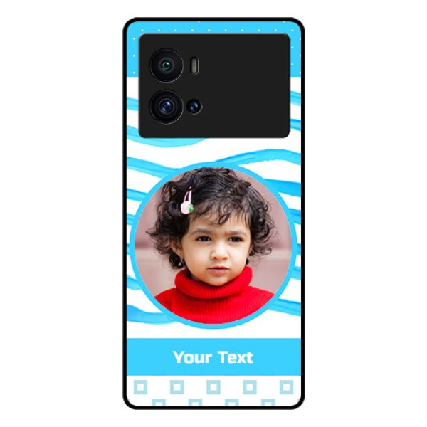 iQOO 9 Pro 5G Custom Glass Phone Case - Simple Blue Case Design