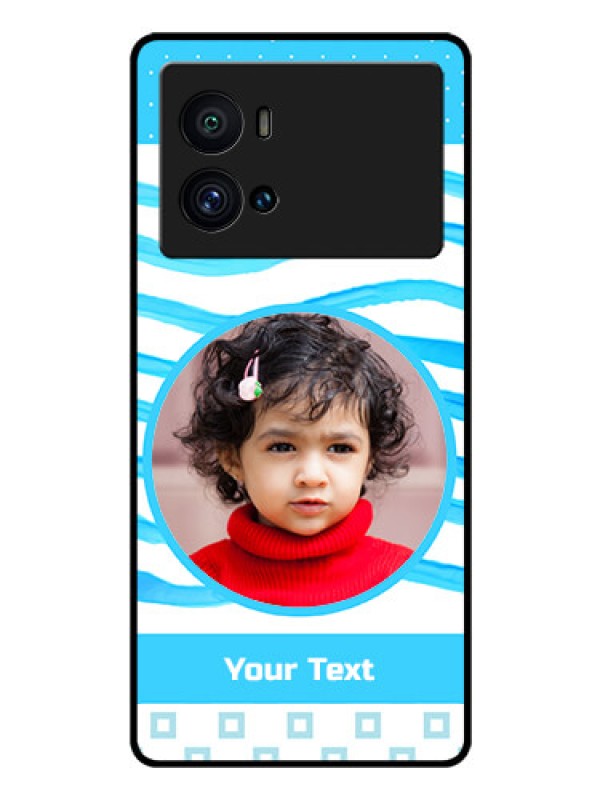 Custom iQOO 9 Pro 5G Custom Glass Phone Case - Simple Blue Case Design