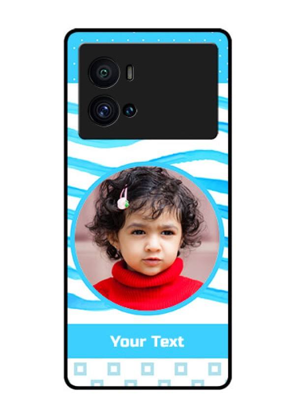iQOO 9 Pro 5G Custom Glass Phone Case - Simple Blue Case Design