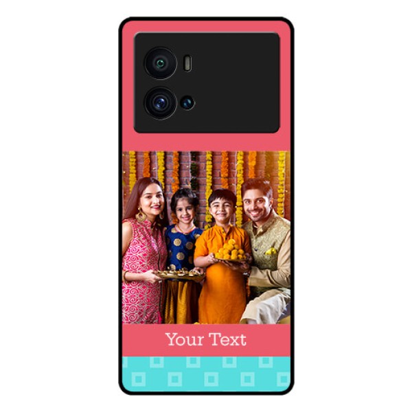 iQOO 9 Pro 5G Personalized Glass Phone Case - Peach & Blue Color Design iQOO 9 Pro 5G Personalized Glass Phone Case - Peach & Blue Color Design