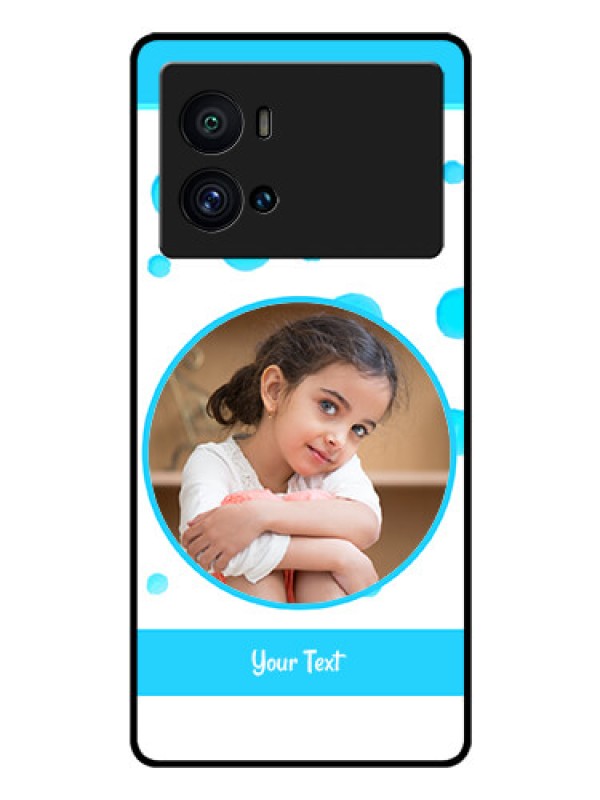 Custom iQOO 9 Pro 5G Photo Printing on Glass Case - Blue Bubbles Pattern Design