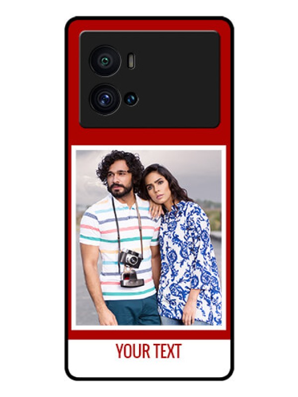 Custom iQOO 9 Pro 5G Personalized Glass Phone Case - Simple Red Color Design
