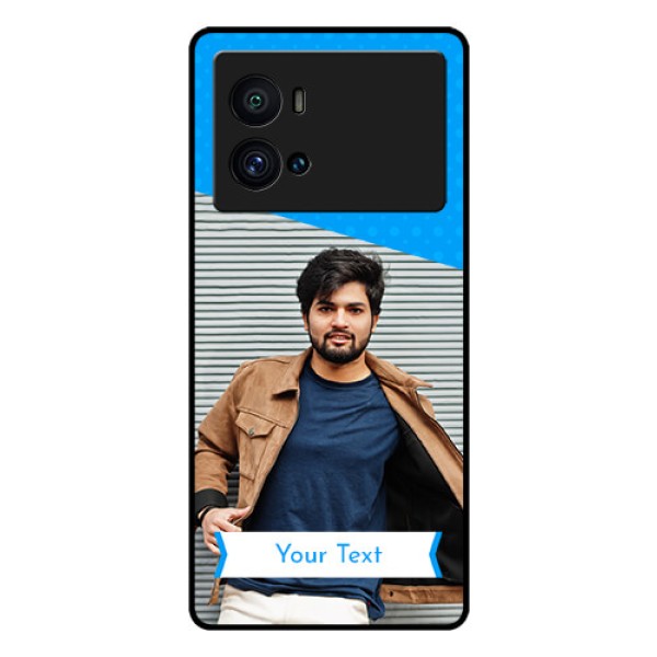 iQOO 9 Pro 5G Photo Printing on Glass Case - Simple Blue Color Design