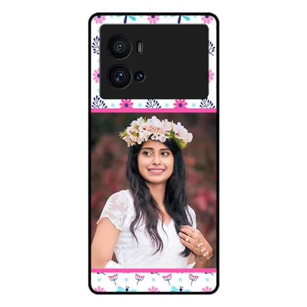 iQOO 9 Pro 5G Photo Printing on Glass Case - Colorful Flower Design