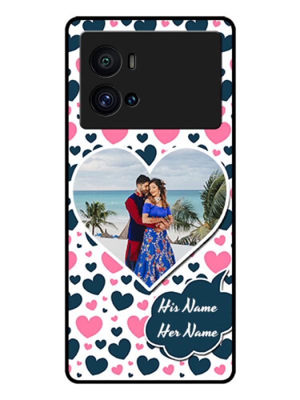 Custom iQOO 9 Pro 5G Custom Glass Phone Case - Pink & Blue Heart Design