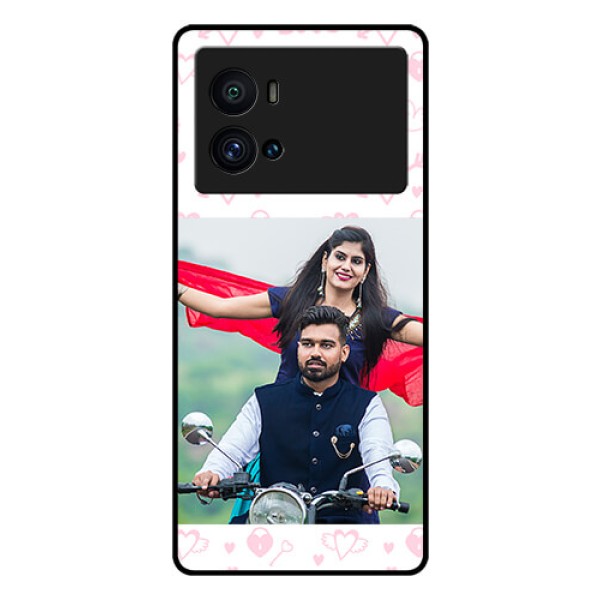 iQOO 9 Pro 5G Custom Glass Mobile Case - Pink Flying Heart Design