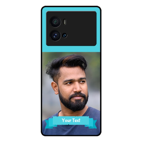 iQOO 9 Pro 5G Personalized Glass Phone Case - Simple Blue Color Design