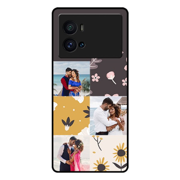 iQOO 9 Pro 5G Photo Printing on Glass Case - 3 Images with Floral Design iQOO 9 Pro 5G Photo Printing on Glass Case - 3 Images with Floral Design