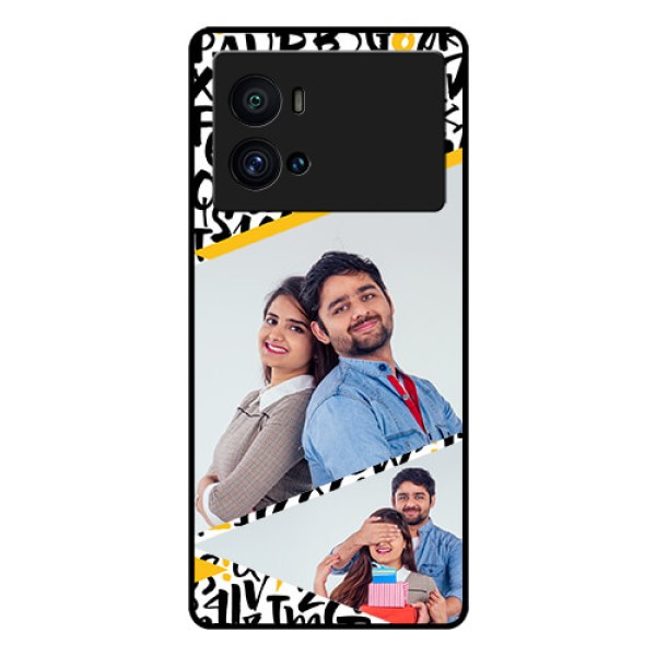 iQOO 9 Pro 5G Custom Glass Mobile Case - Letters Pattern Design