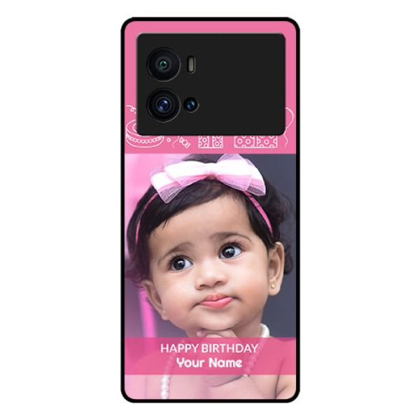 iQOO 9 Pro 5G Photo Printing on Glass Case - with Birthday Line Art Design