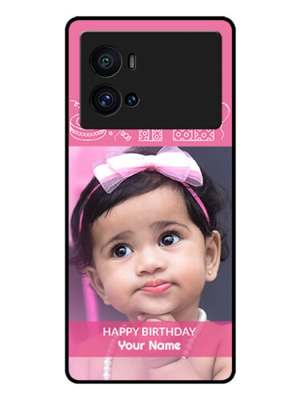 Custom iQOO 9 Pro 5G Photo Printing on Glass Case - with Birthday Line Art Design