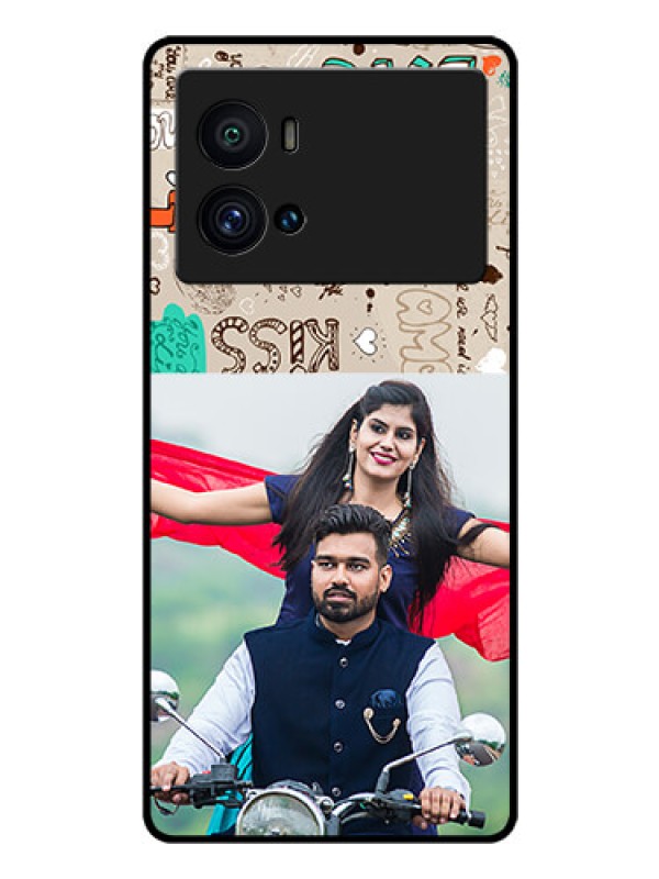 Custom iQOO 9 Pro 5G Custom Glass Phone Case - Love Doodle Pattern