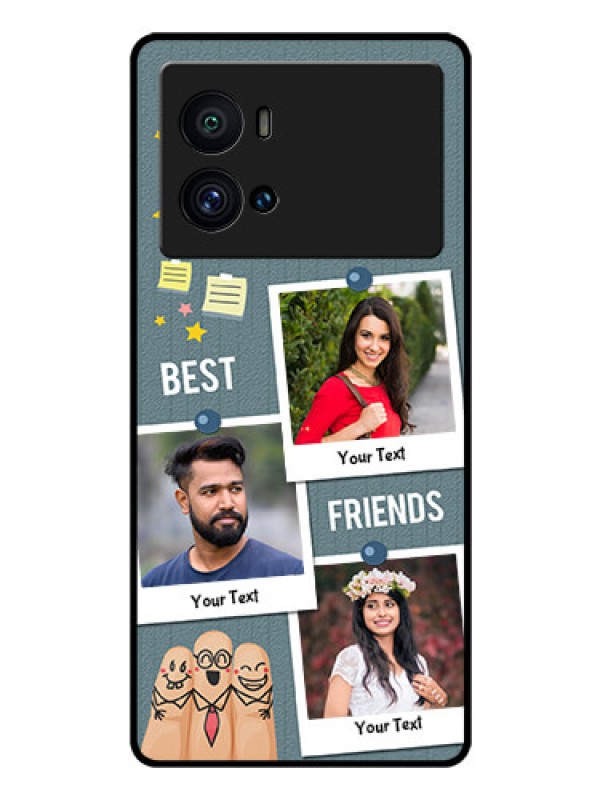 Custom iQOO 9 Pro 5G Personalized Glass Phone Case - Sticky Frames and Friendship Design