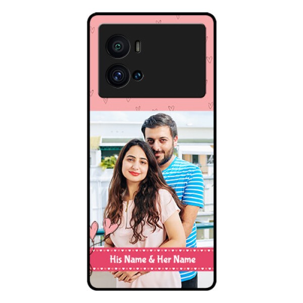 iQOO 9 Pro 5G Personalized Glass Phone Case - Love Design Peach Color