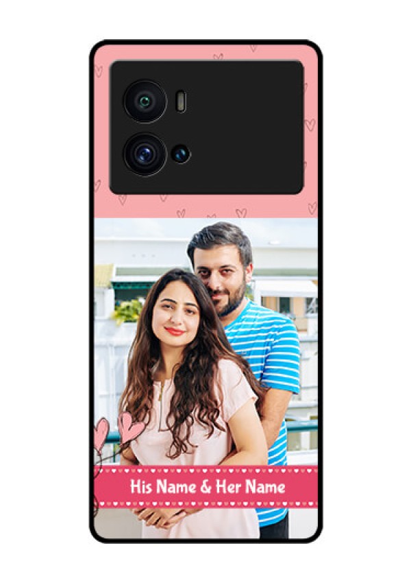 iQOO 9 Pro 5G Personalized Glass Phone Case - Love Design Peach Color