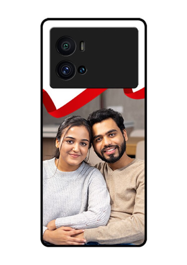 iQOO 9 Pro 5G Photo Printing on Glass Case - Red Ribbon Frame Design