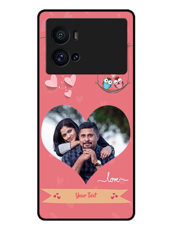 Custom iQOO 9 Pro 5G Personalized Glass Phone Case - Peach Color Love Design